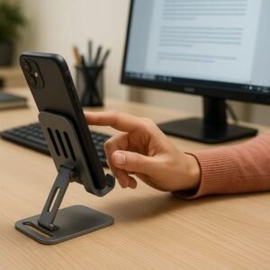 Adjustable Desktop Phone Stand with Cable Organiser
